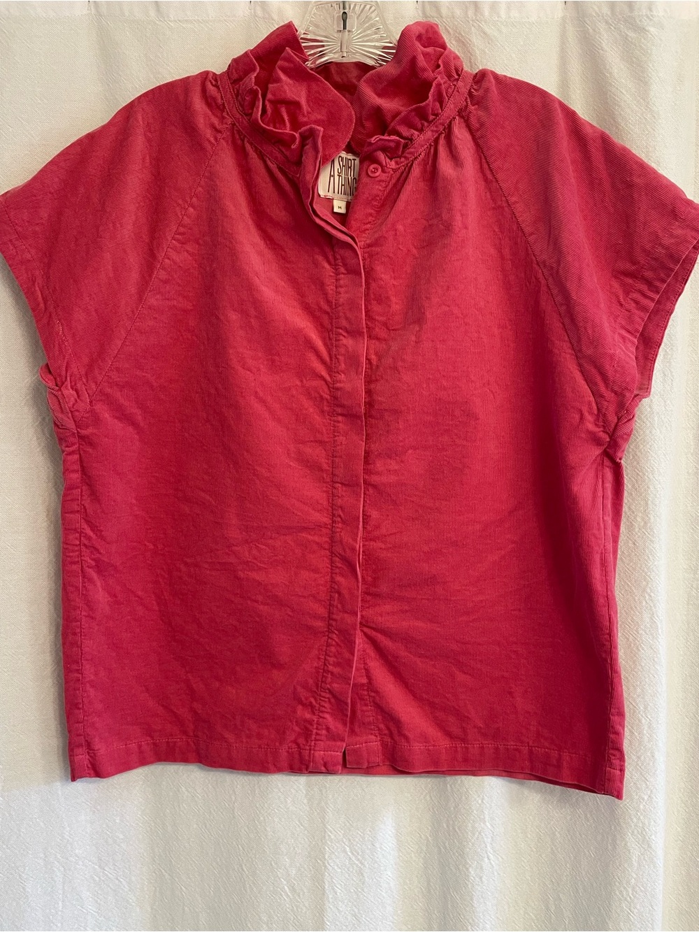 A Shirt Thing button up short sleeved light corduroy shirt, size Medium